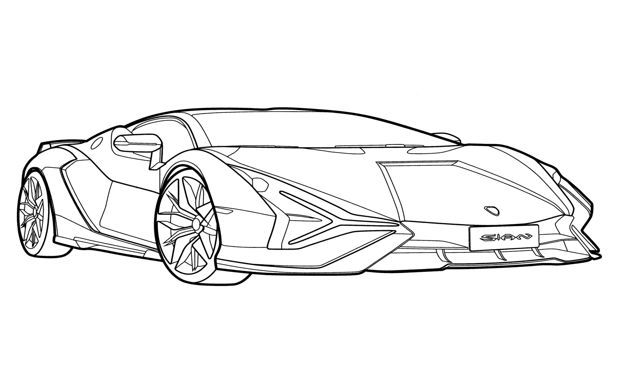 Lamborghini Sian coloring page - free and printable Lamborghini Sian coloring page - free and printable