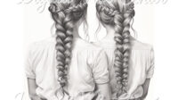 Best Friend Coloring Page Girls Coloring Book Braided Hair
